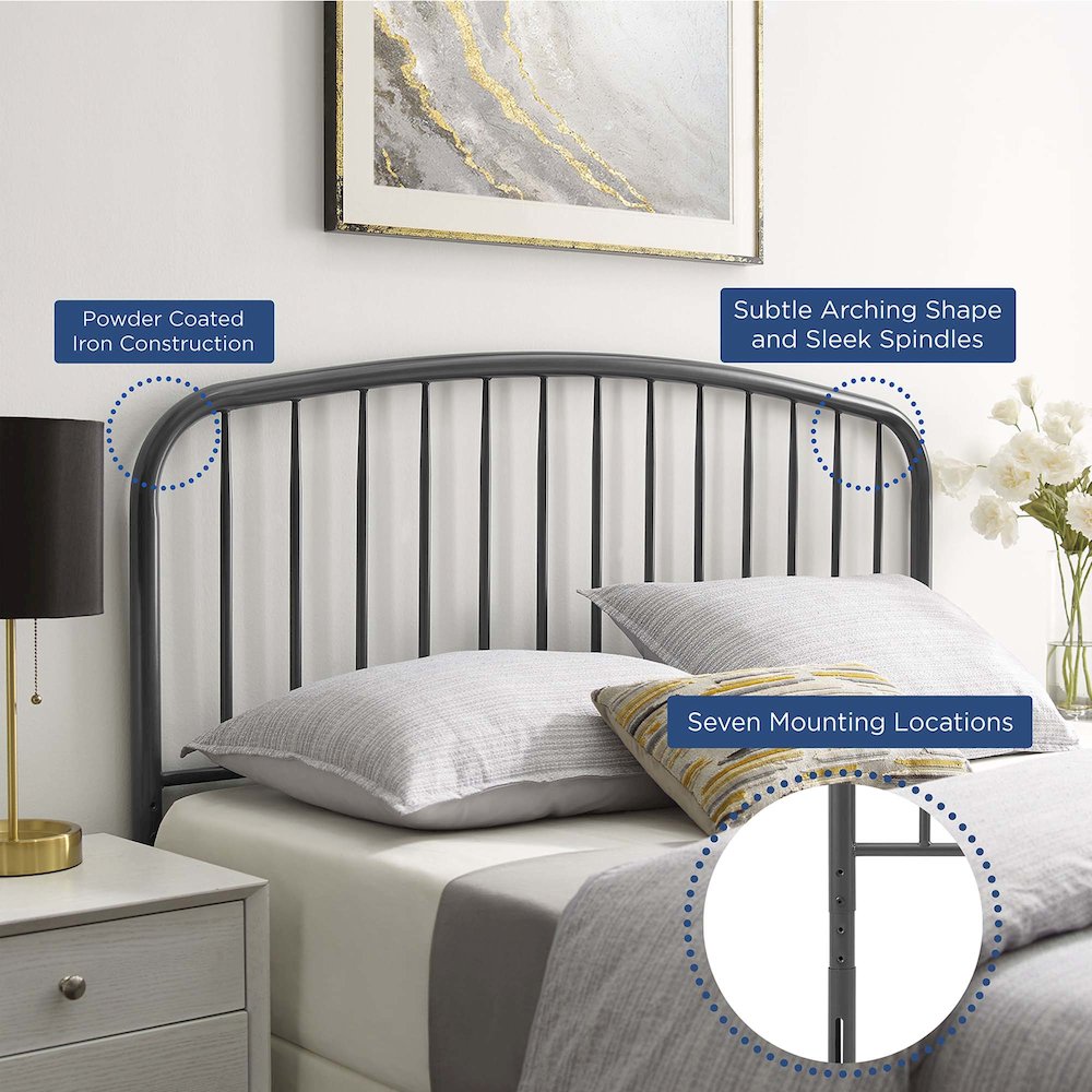 Nova Metal Twin Headboard - Gray