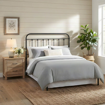 Iron and Metal Full Headboard Only, Industrial Full Size Bed Frame, Black