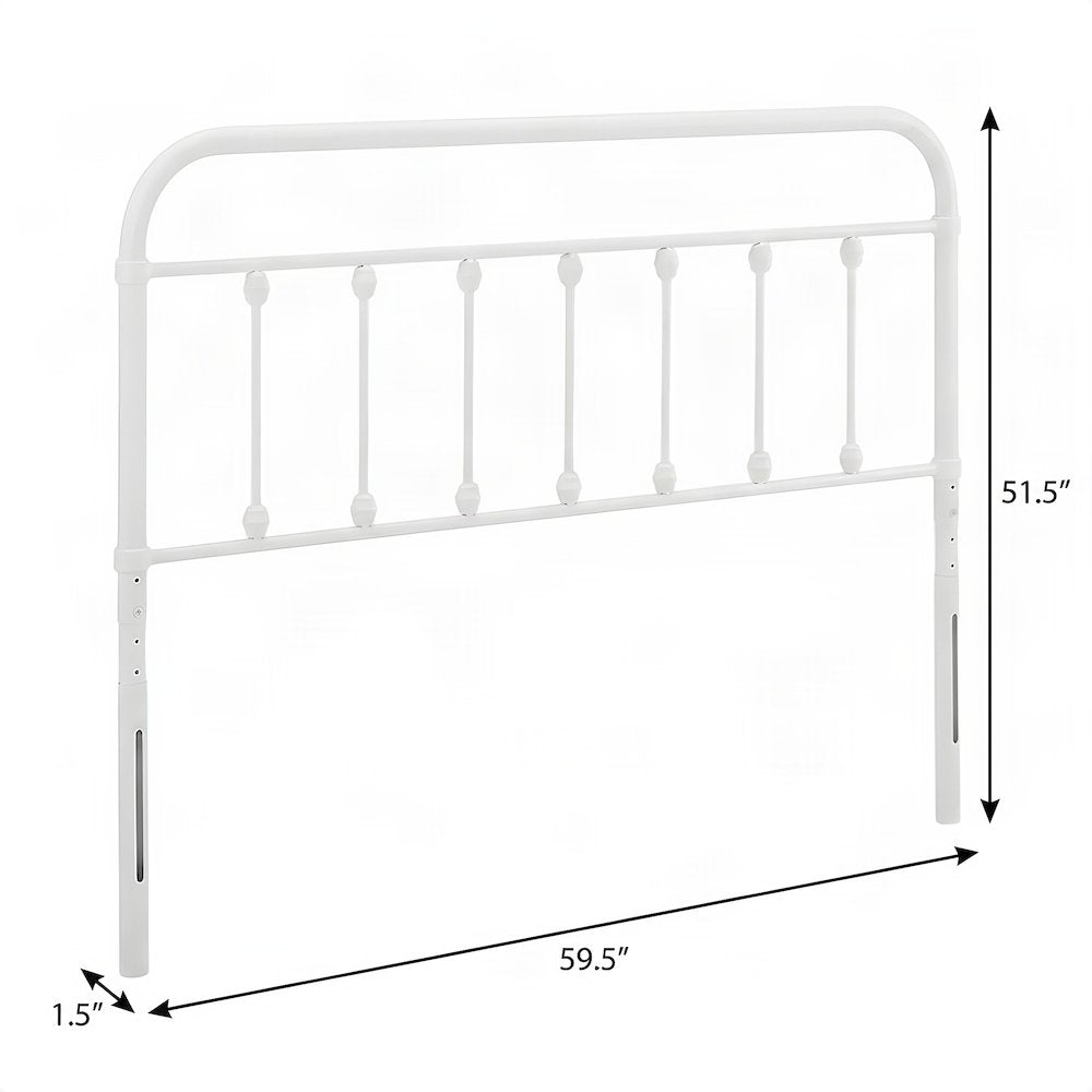 Metal Queen Headboard Only with Farmhouse Iron Open-Frame Design, White