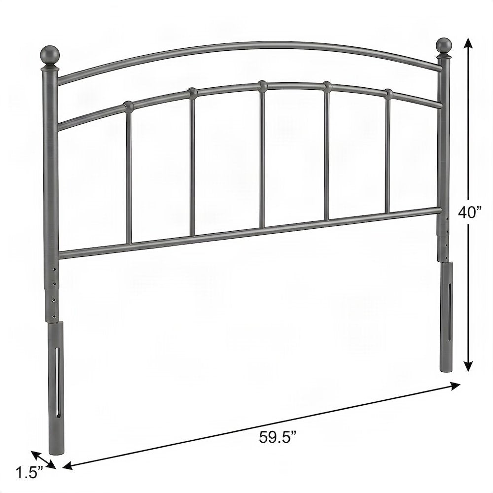 Metal Queen Headboard Only with Industrial Iron Frame Design, Gray