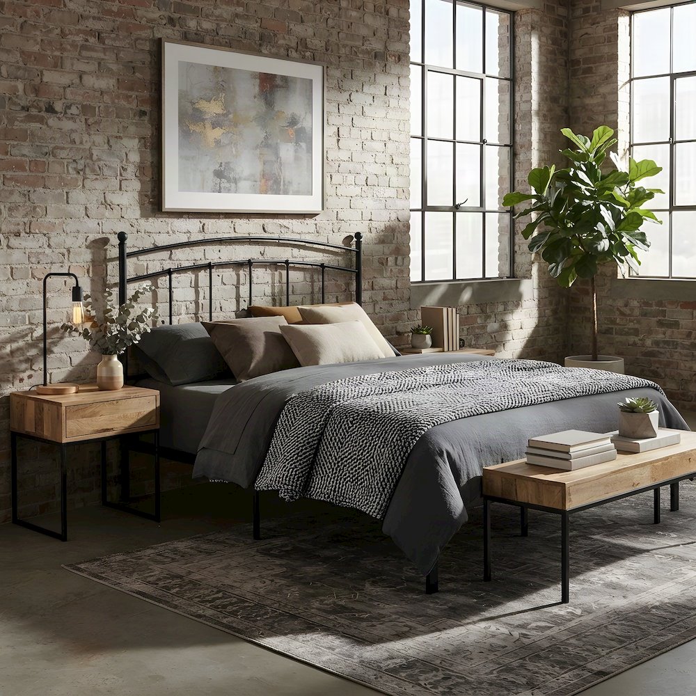 Metal King Size Headboard Only, Free Standing with Arched Frame, Black