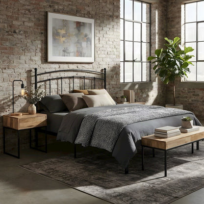Metal King Size Headboard Only, Free Standing with Arched Frame, Black