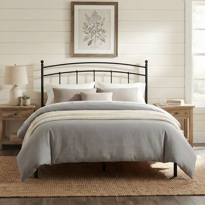 Metal King Size Headboard Only, Free Standing with Arched Frame, Black