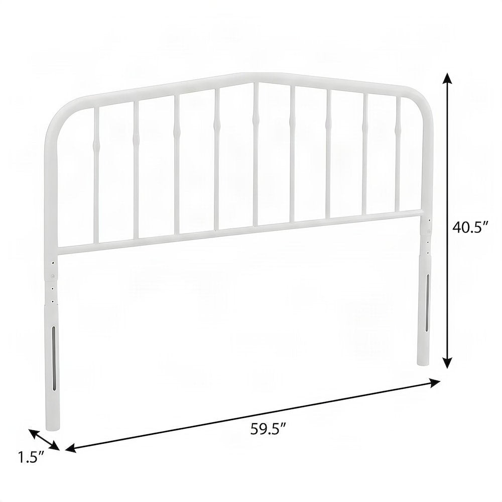 Metal Queen Headboard Only with Arched Iron Frame, Farmhouse Style, White