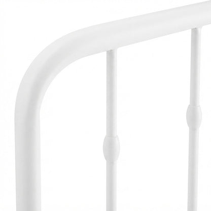 Metal Queen Headboard Only with Arched Iron Frame, Farmhouse Style, White