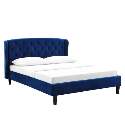 Penelope Tufted Wingback Performance Velvet Queen Platform Bed