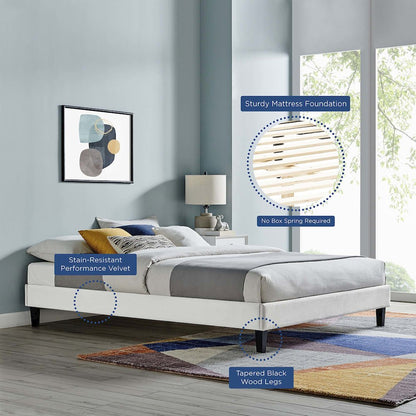 Reign Performance Velvet Twin Platform Bed Frame