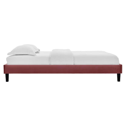 Reign Performance Velvet Queen Platform Bed Frame
