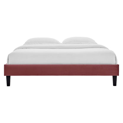 Reign Performance Velvet Queen Platform Bed Frame
