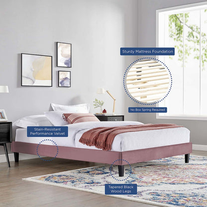 Reign Performance Velvet Queen Platform Bed Frame