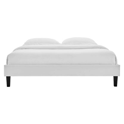 Reign Performance Velvet Queen Platform Bed Frame