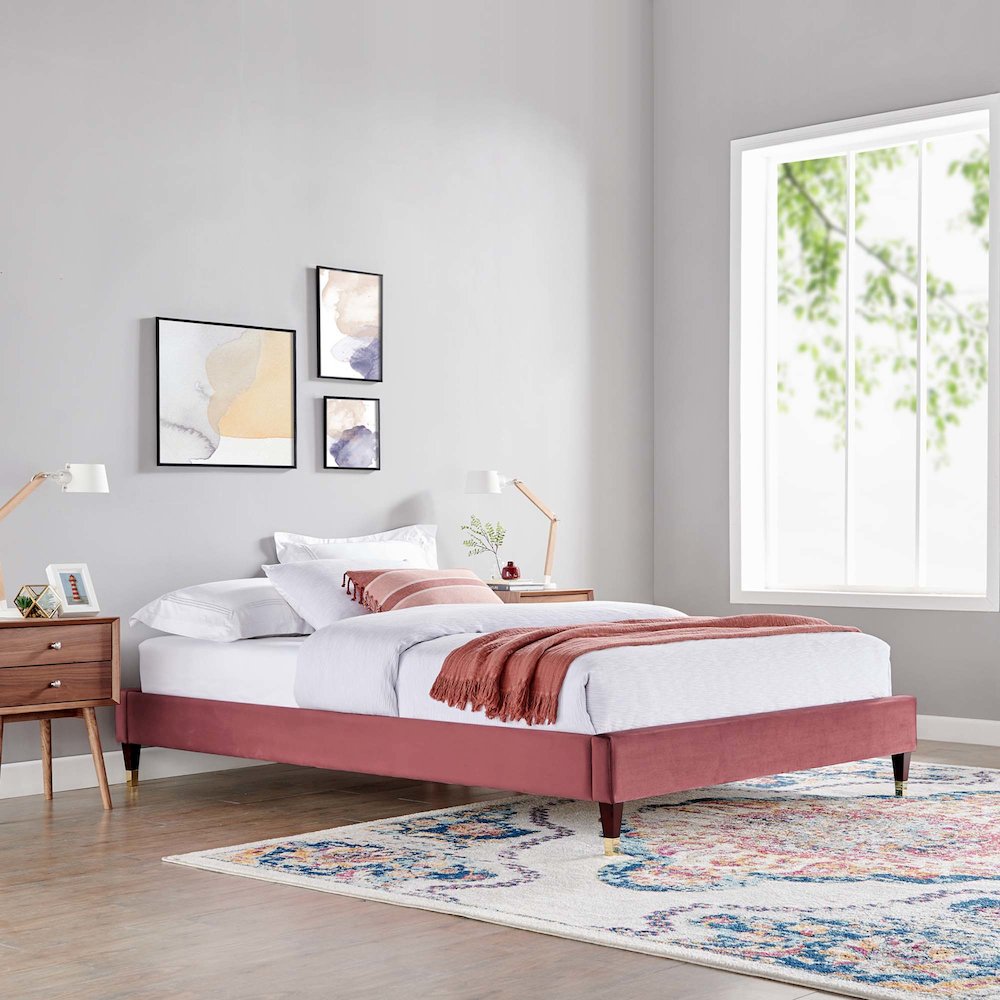 Harlow Performance Velvet Twin Platform Bed Frame