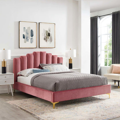 Olivia Performance Velvet Queen Platform Bed