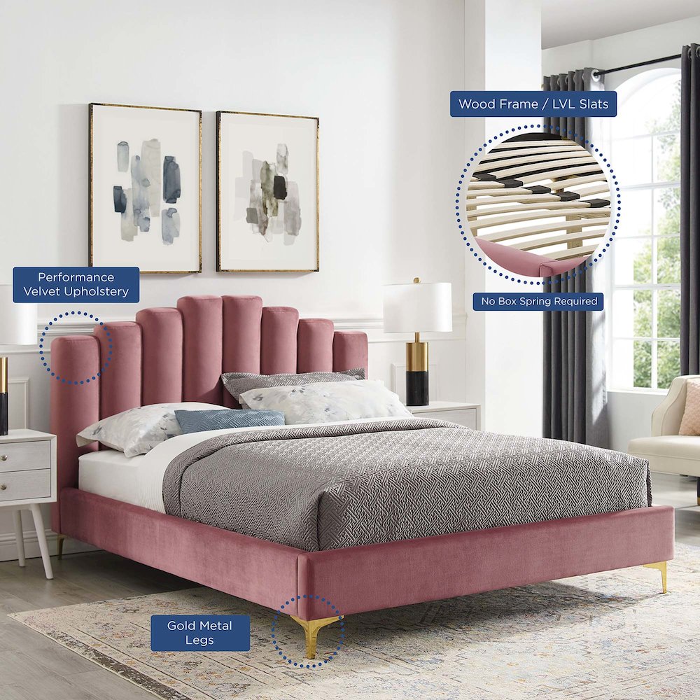 Olivia Performance Velvet Queen Platform Bed