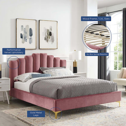 Olivia Performance Velvet Queen Platform Bed