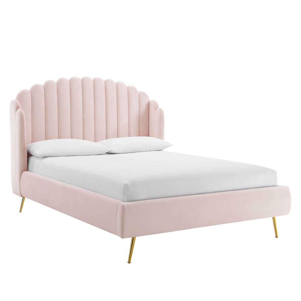 Lana Performance Velvet Queen Wingback Platform Bed
