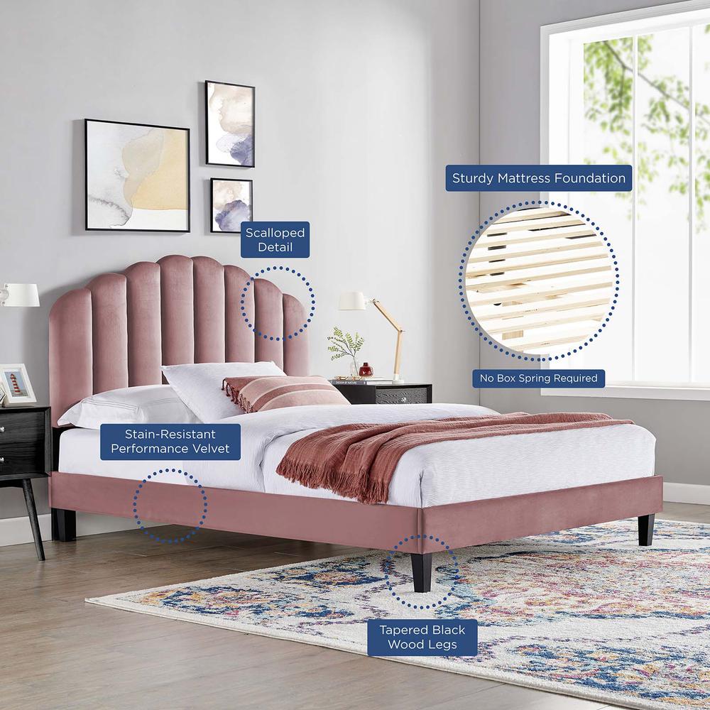 Daisy Performance Velvet Queen Platform Bed