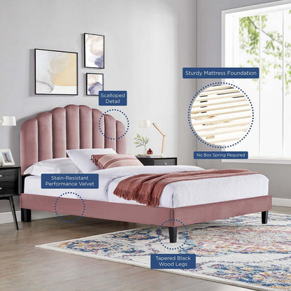Daisy Performance Velvet Queen Platform Bed