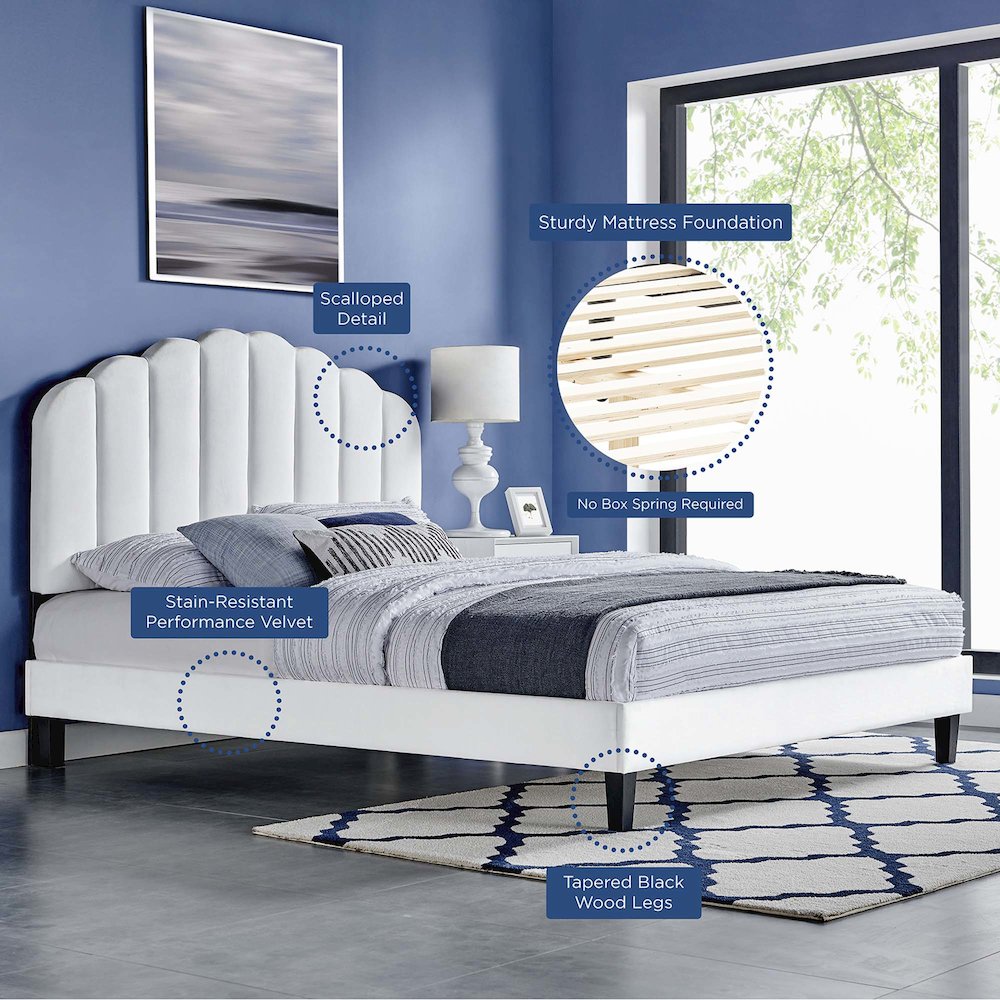 Daisy Performance Velvet Queen Platform Bed