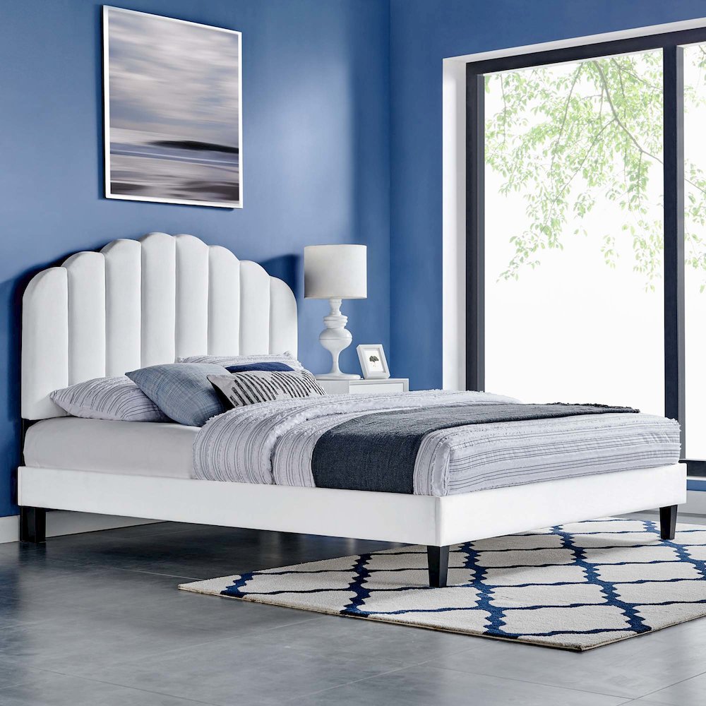 Daisy Performance Velvet Queen Platform Bed