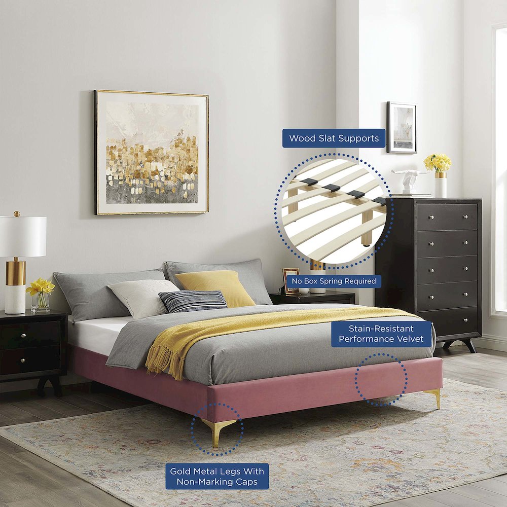 Sutton Performance Velvet Full Bed Frame