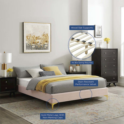 Sutton Performance Velvet Full Bed Frame