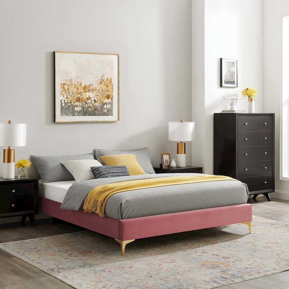 Sutton Performance Velvet King Bed Frame