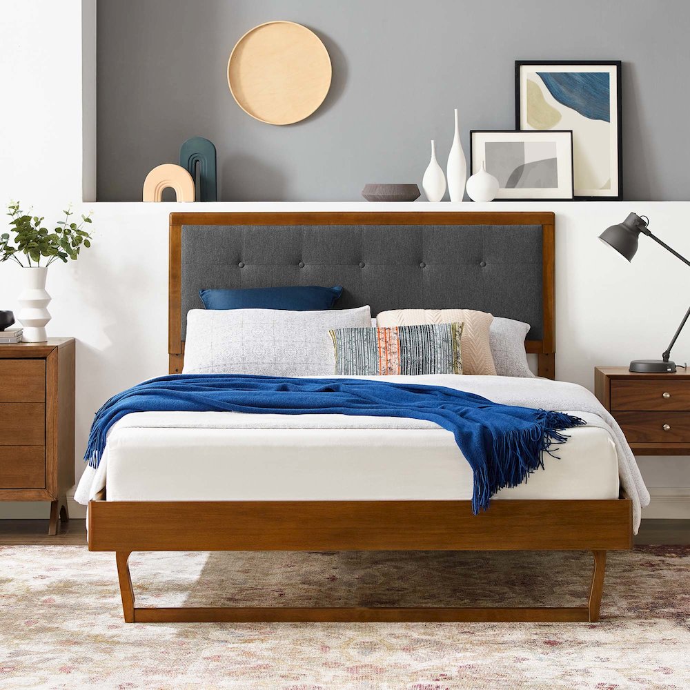 Willow Wood Queen Platform Bed With Angular Frame