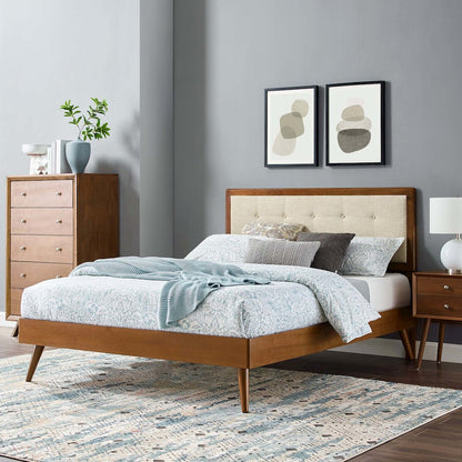 Willow Wood Queen Platform Bed With Splayed Legs