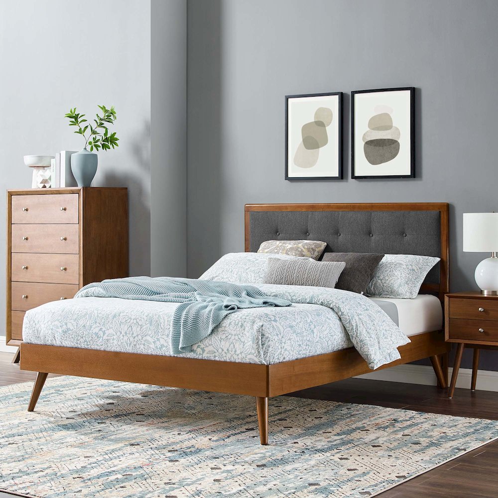 Willow Wood Queen Platform Bed With Splayed Legs