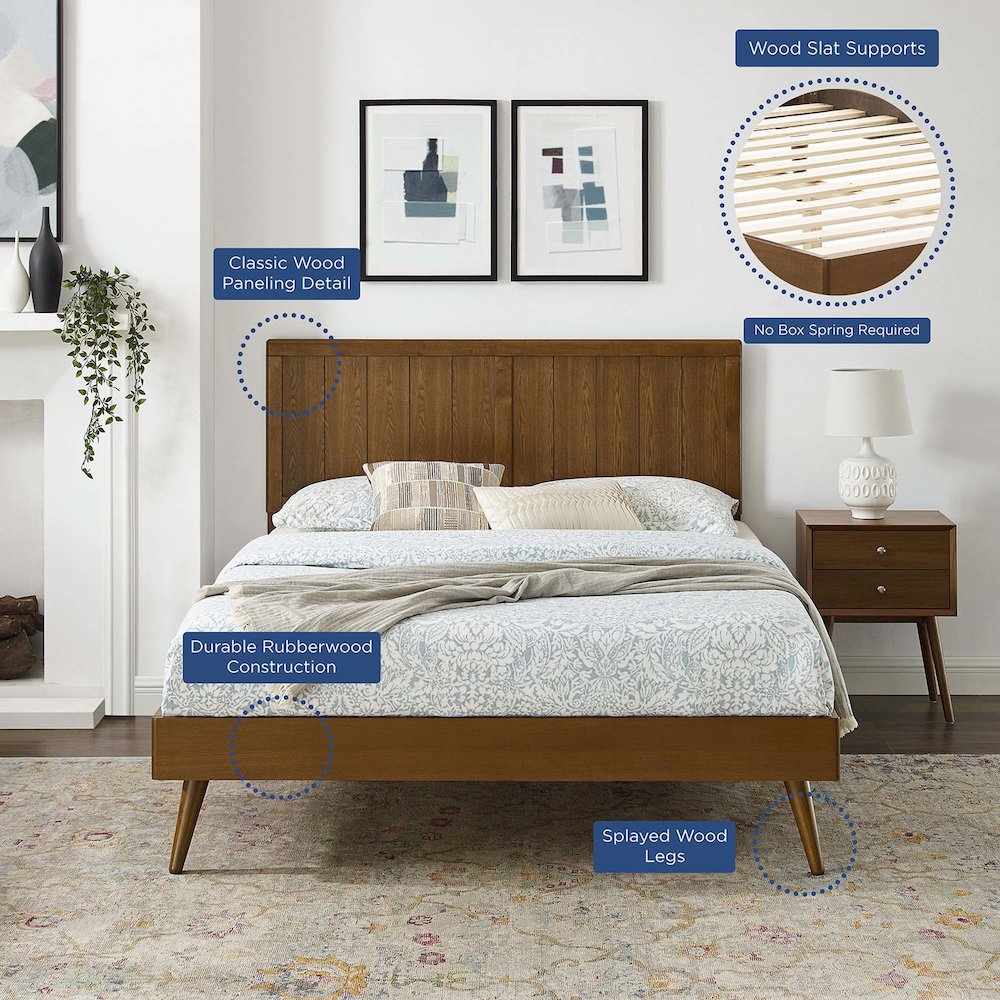 Alana Wood King Platform Bed With Splayed Legs
