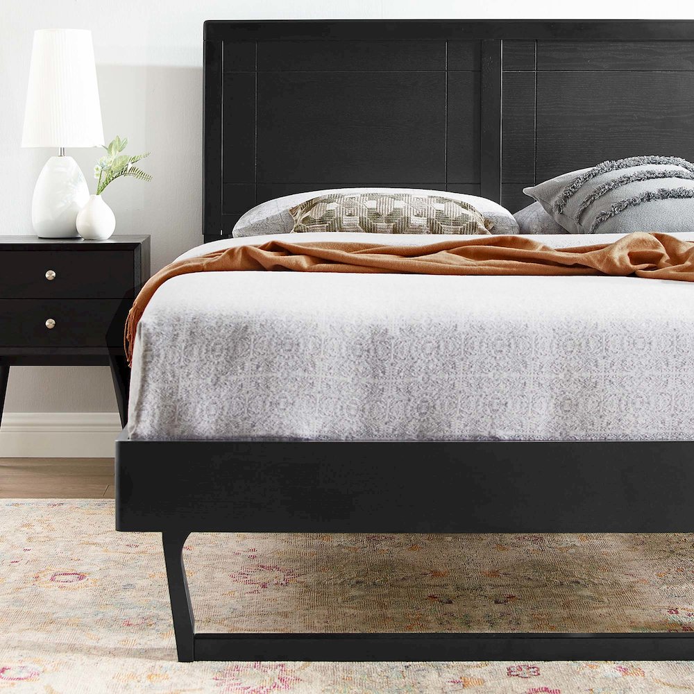 Marlee Wood Full Platform Bed With Angular Frame