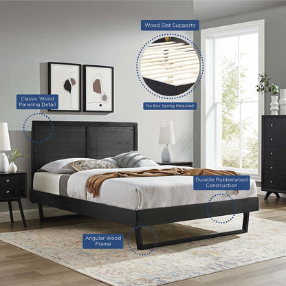 Marlee Wood Full Platform Bed With Angular Frame