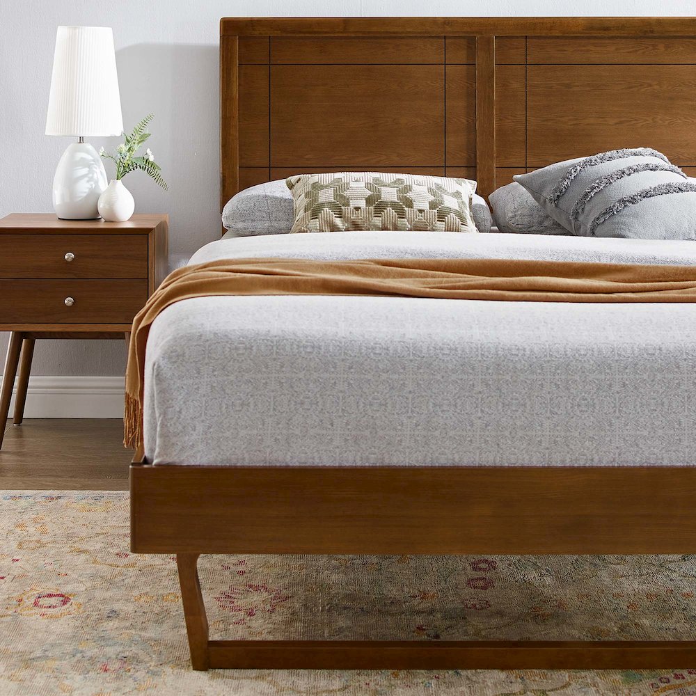 Marlee Wood Full Platform Bed With Angular Frame