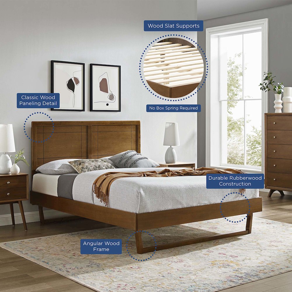 Marlee Wood Full Platform Bed With Angular Frame