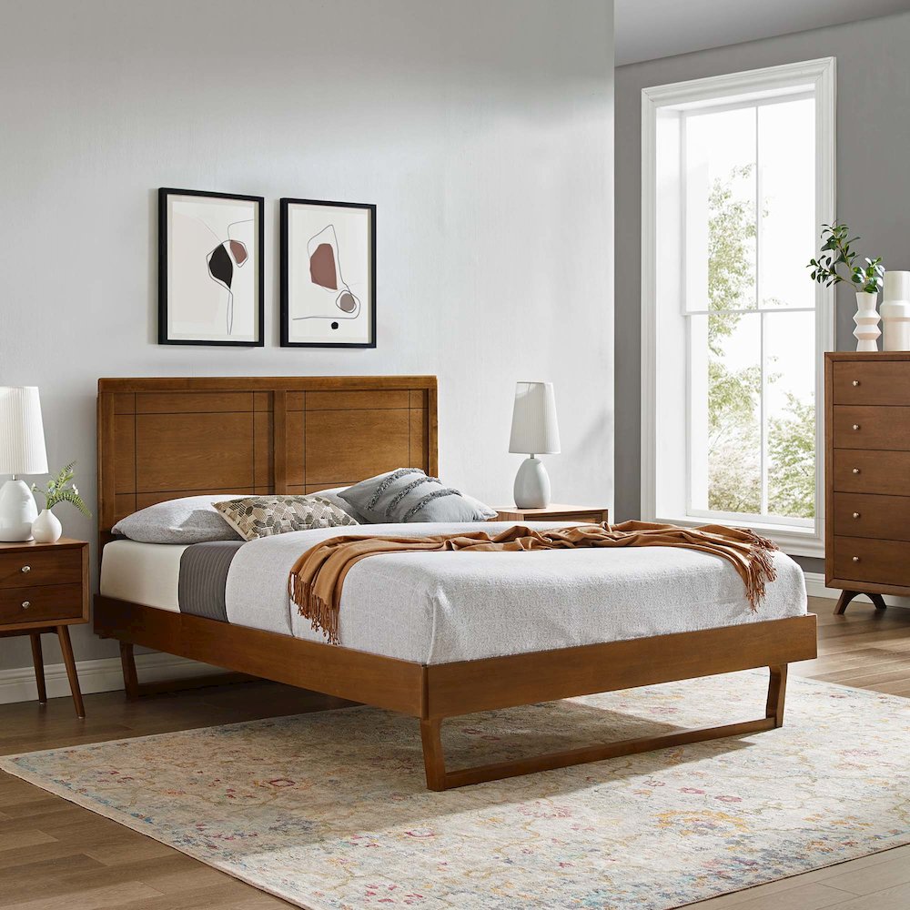 Marlee Wood Full Platform Bed With Angular Frame