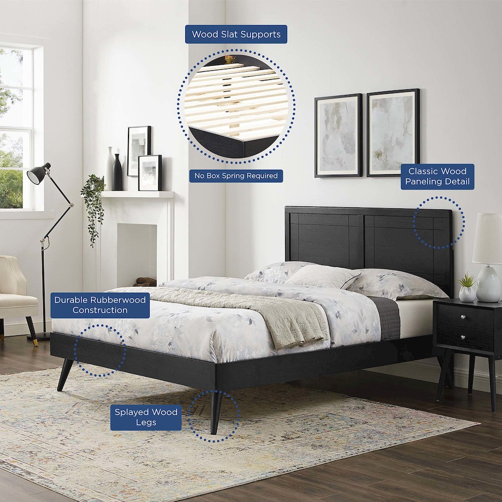 Marlee Wood Full Platform Bed With Splayed Legs