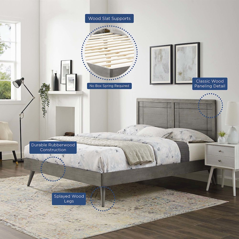 Marlee Wood King Platform Bed With Splayed Legs