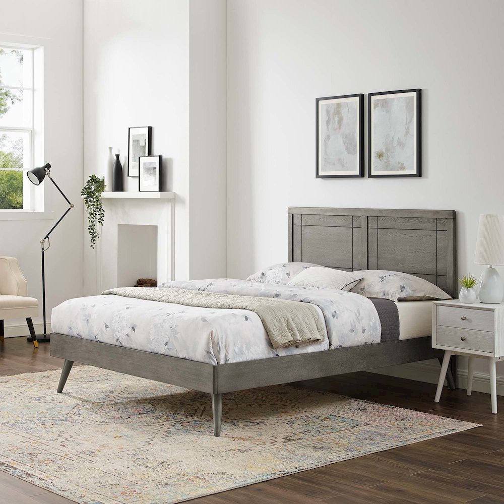 Marlee Wood King Platform Bed With Splayed Legs