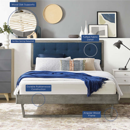 Willow Wood King Platform Bed With Angular Frame