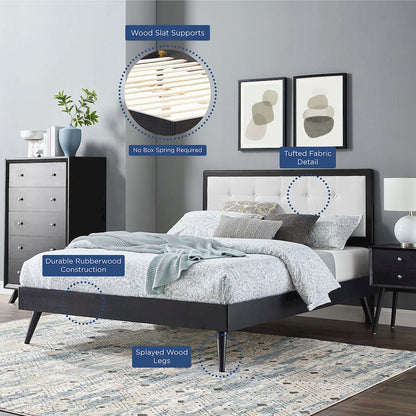 Willow Wood King Platform Bed With Splayed Legs