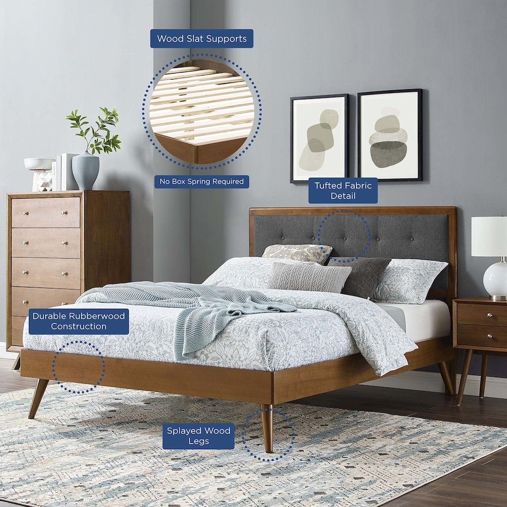 Willow Wood King Platform Bed With Splayed Legs