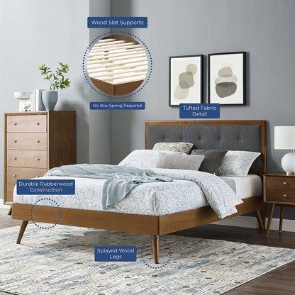 Willow Wood King Platform Bed With Splayed Legs
