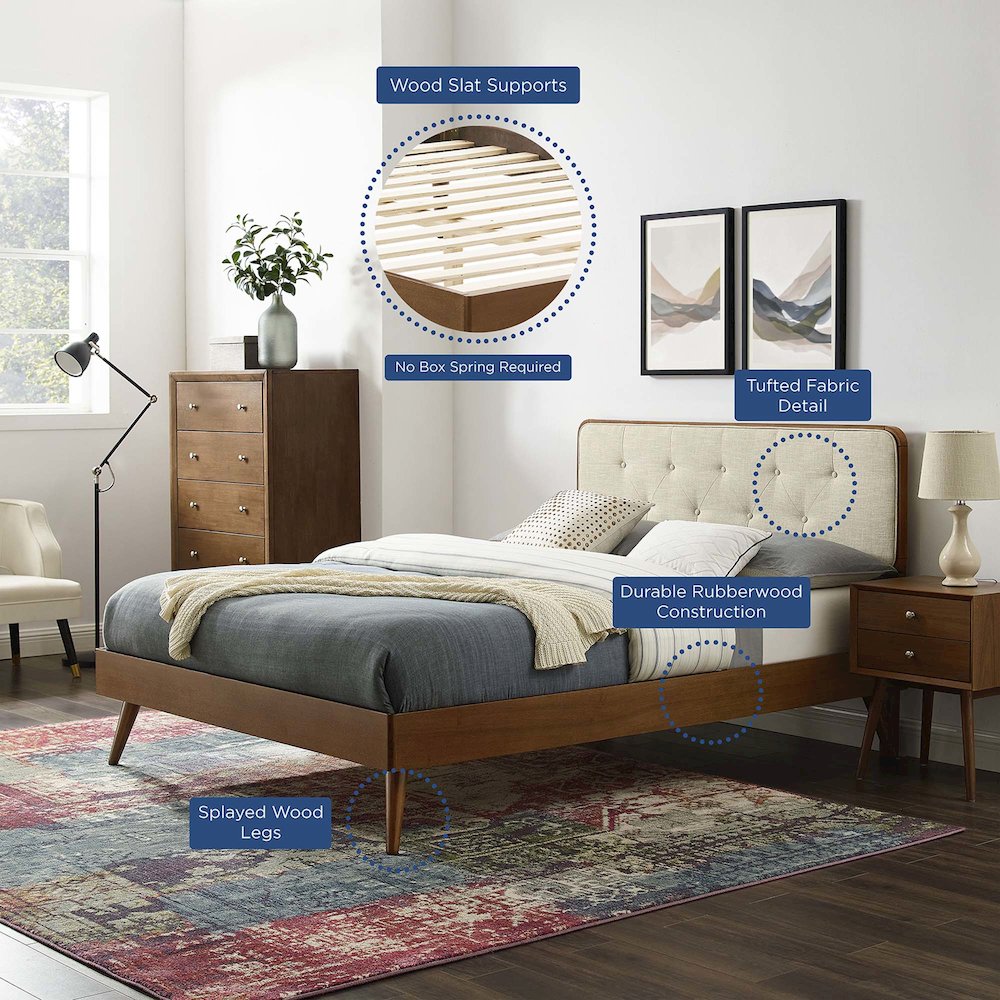 Bridgette Wood Full Platform Bed With Splayed Legs