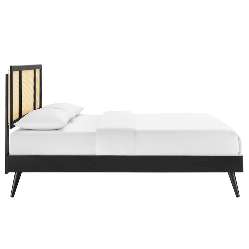 Kelsea Cane and Wood King Platform Bed With Splayed Legs