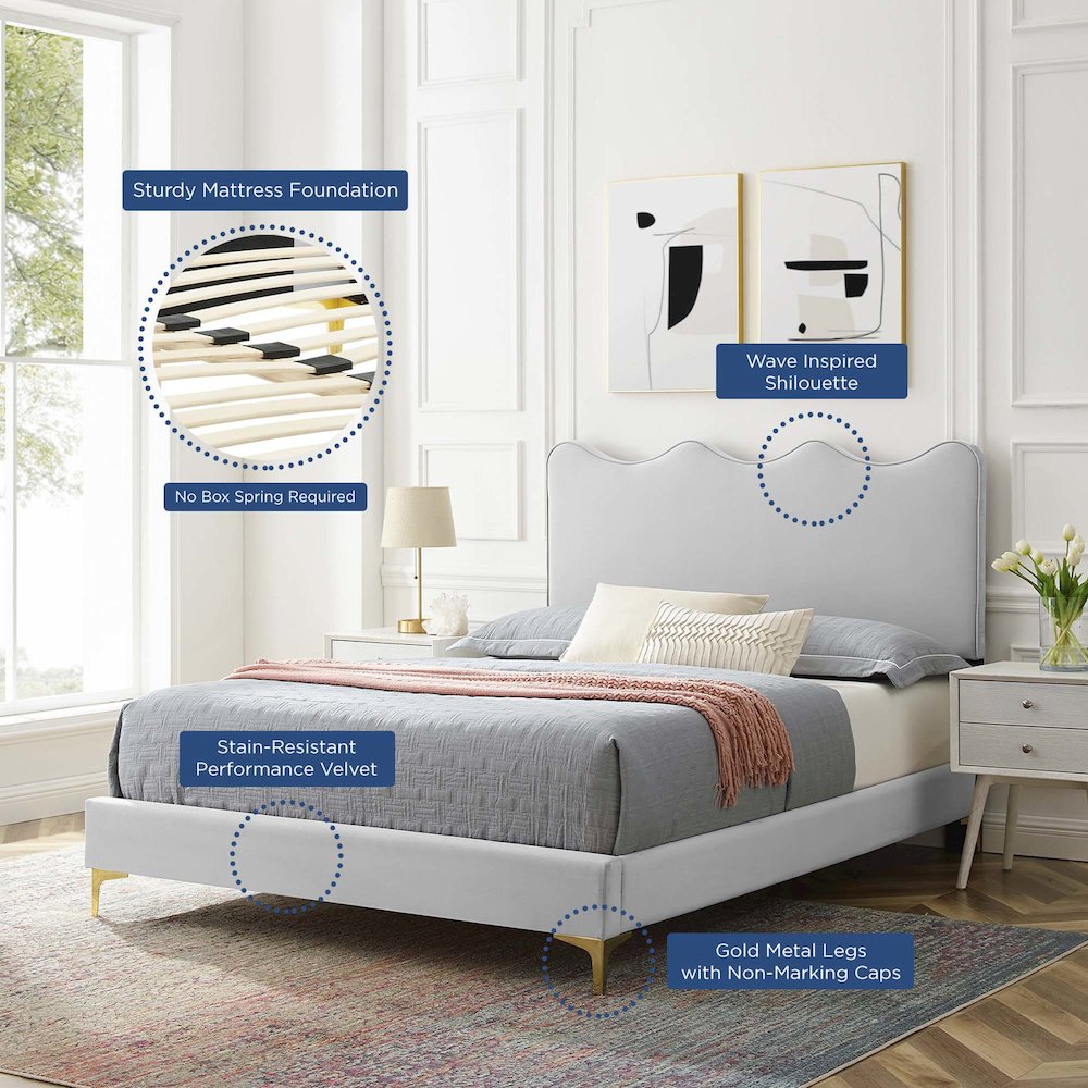 Current Performance Velvet Twin Platform Bed