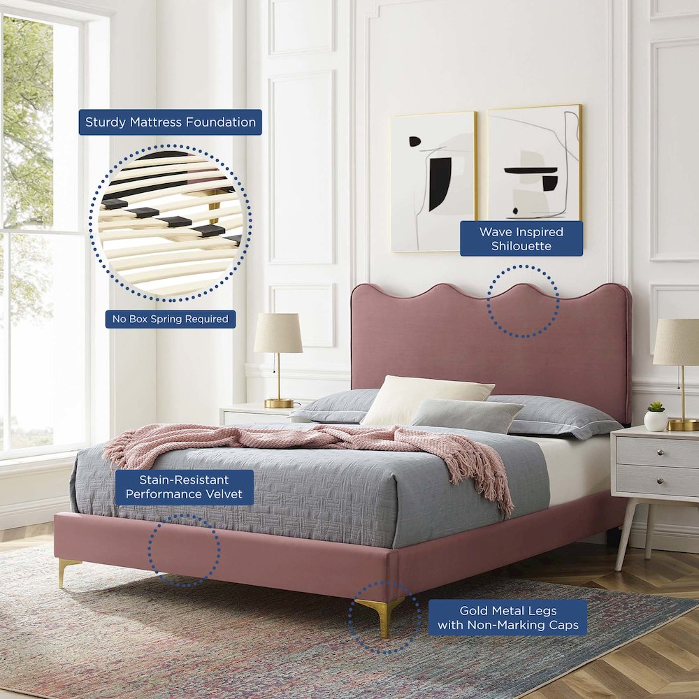 Current Performance Velvet Queen Platform Bed