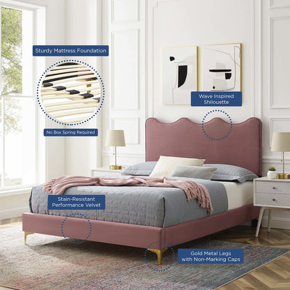 Current Performance Velvet Queen Platform Bed