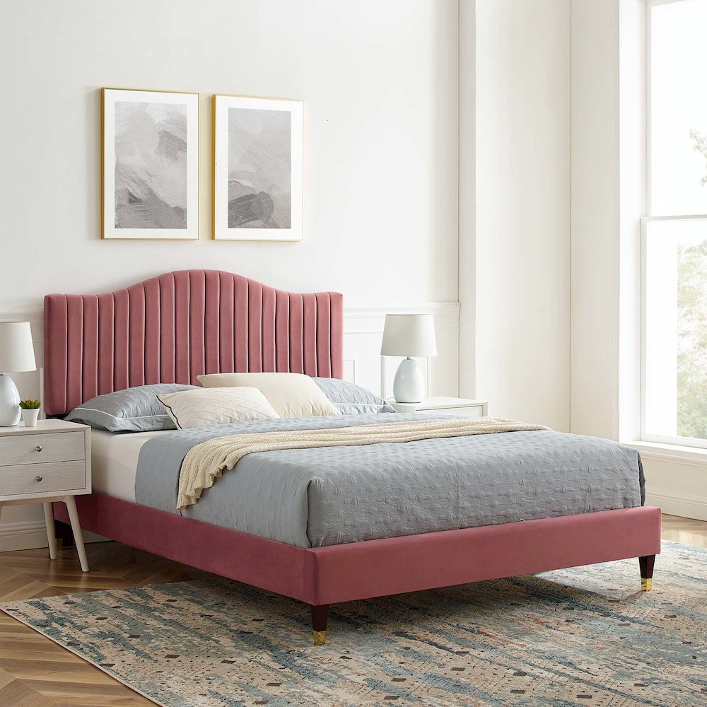 Juniper Channel Tufted Performance Velvet King Platform Bed