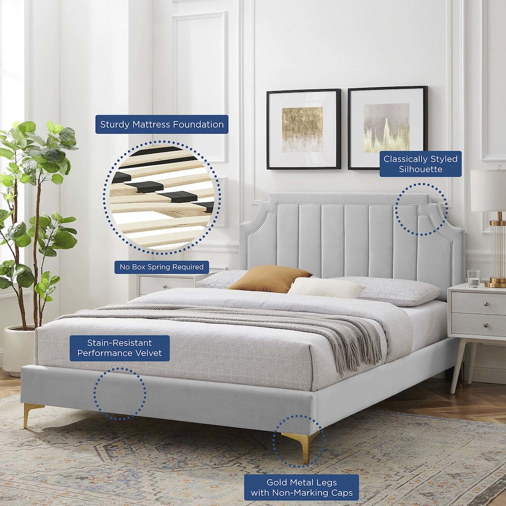 Sienna Performance Velvet Twin Platform Bed